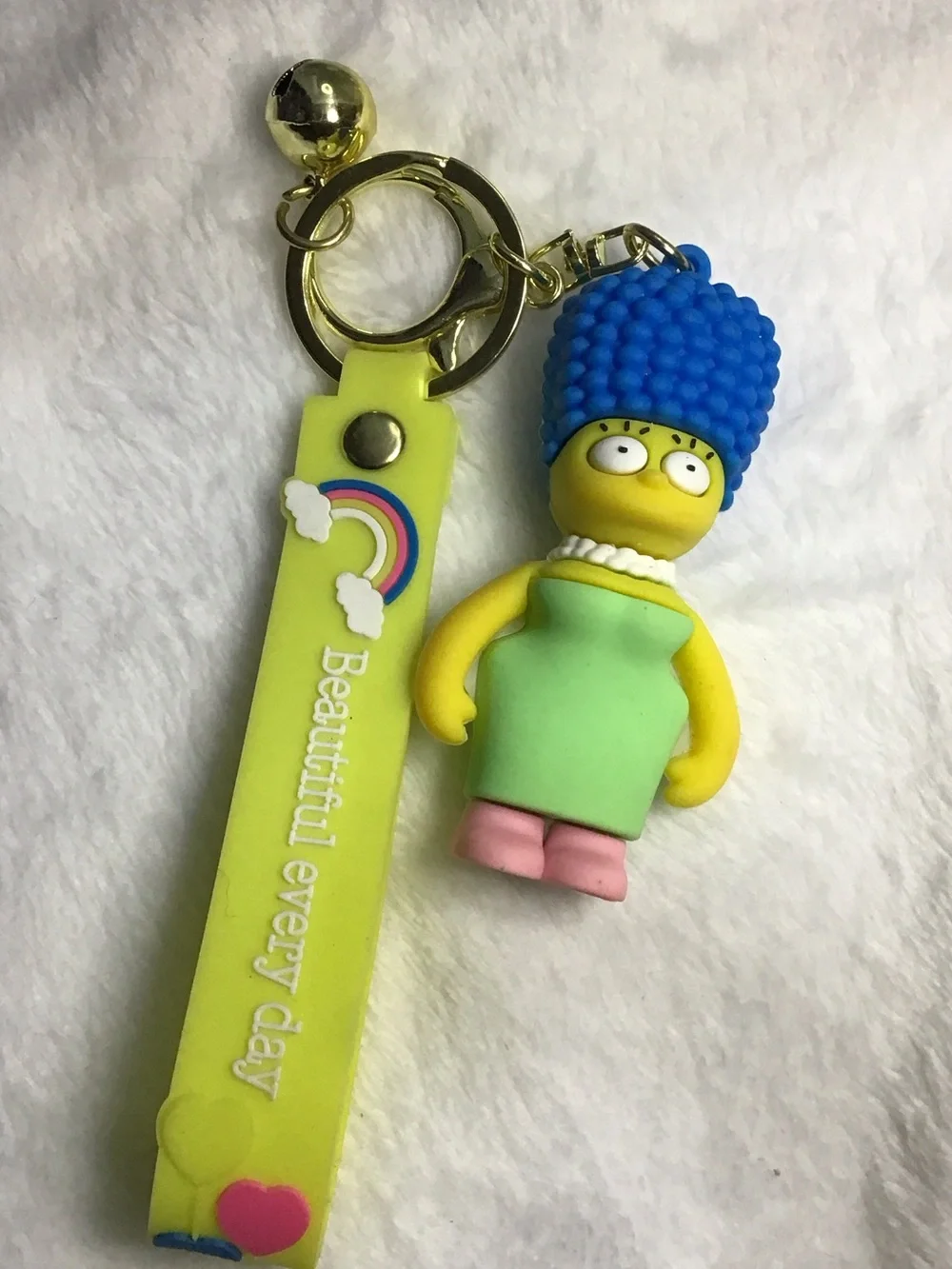 Blue-Headed Cartoon Character Keychain with Lime Strap - Kids Accessories